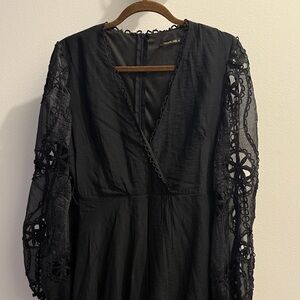 Zara Black Dress with Lace Sleeves